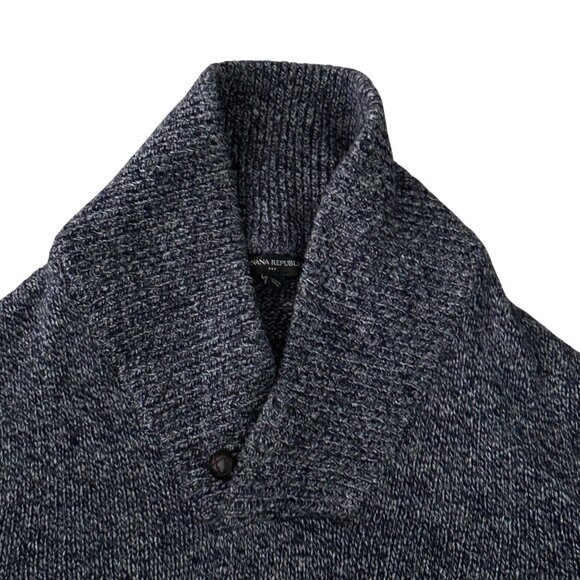 Mens Banana Republic Charcoal Shawl Collar Sweater Size L Cotton/Wool Blend - Picture 2 of 5